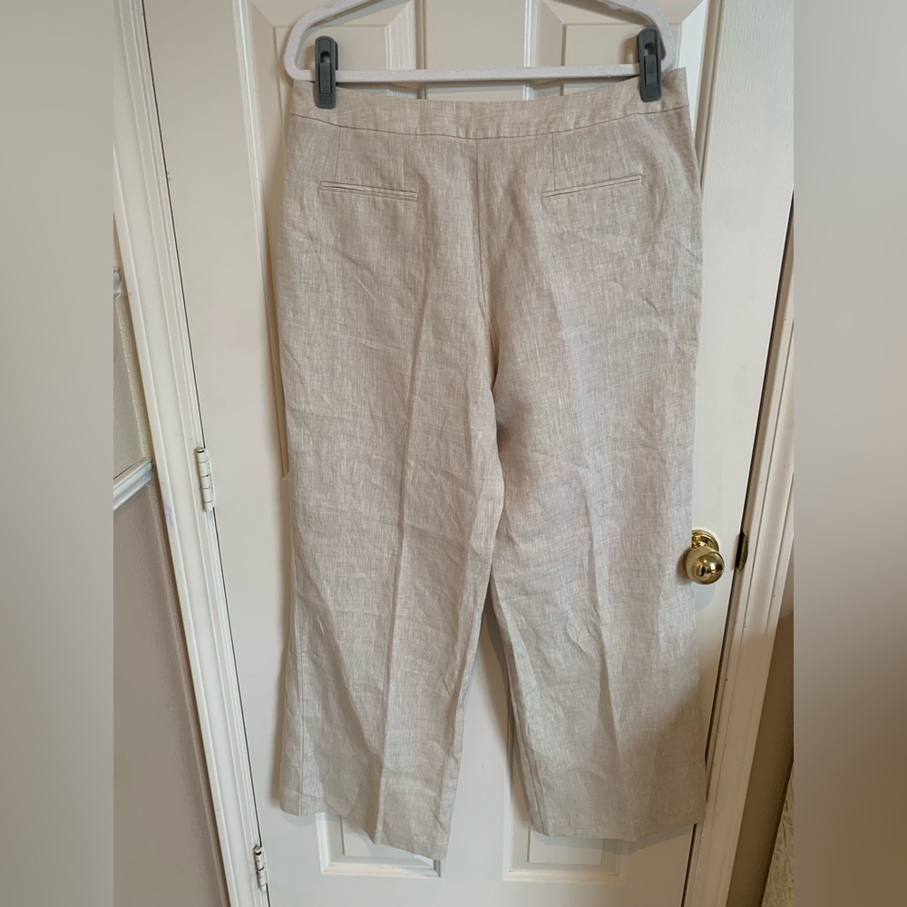 Boden linen pants in oatmeal. NWT. Wide leg perfection. Size 12R. Gorgeous! - Picture 3 of 7